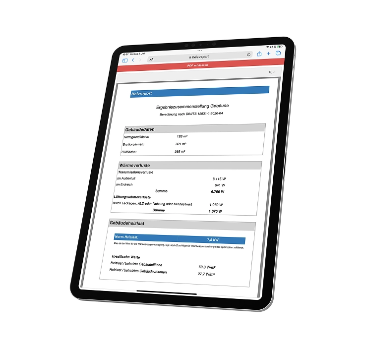 Heizlast-Report für Fritzlar